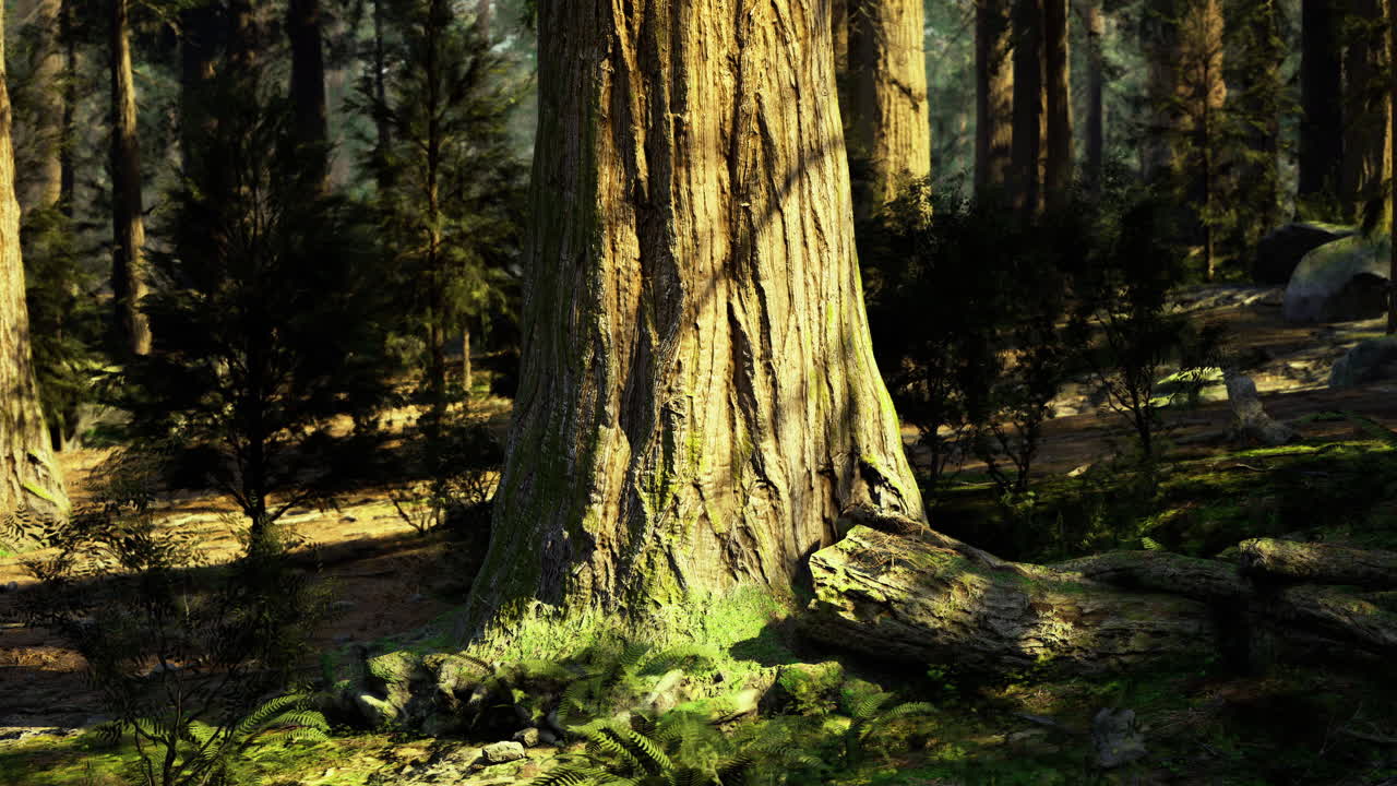 Majestic giant tree in a serene forest setting during daylight hours