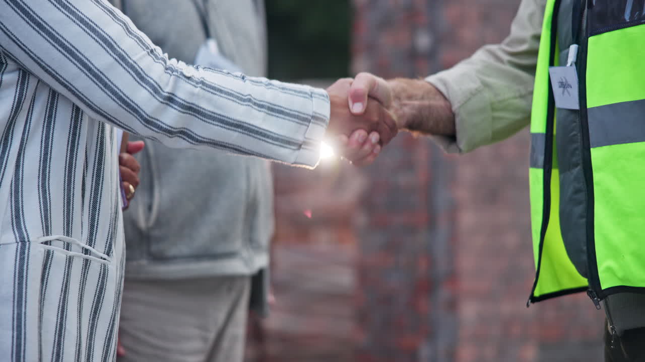 Business deal on construction site