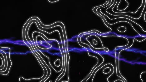 animación de líneas de contorno blancas sobre corrientes eléctricas púrpuras brillantes sobre fondo negro