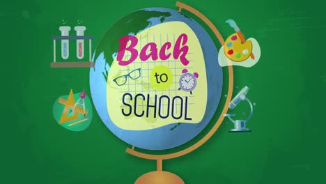 Back-To-School-text-and-multiple-school-concept-icons-against-spinning-globe