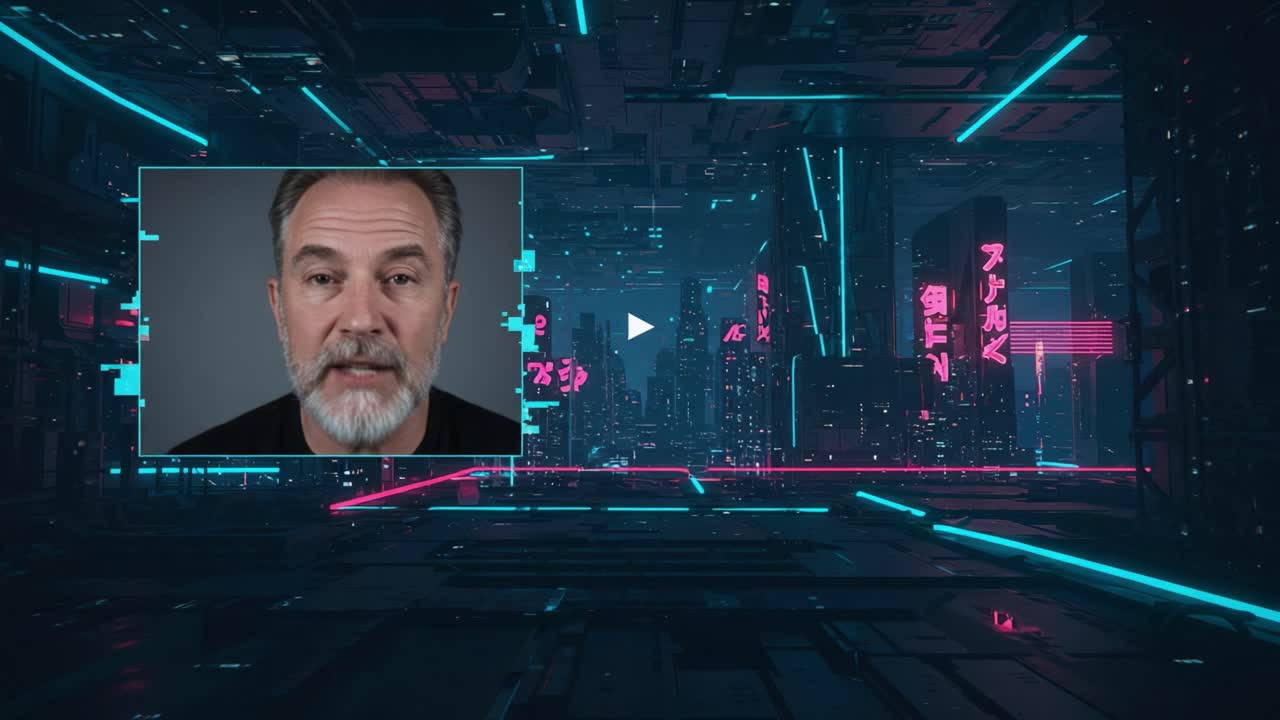 An Engaging Transformation: A Dual Perspective on a Conversational Journey in a Futuristic Digital Environment Filled with Neon Lights and High-Tech Elements