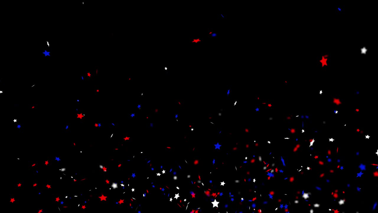현실적인 콩페티 총격 팝퍼 폭발이 떨어지는 검은 녹색 화면 애니메이션.