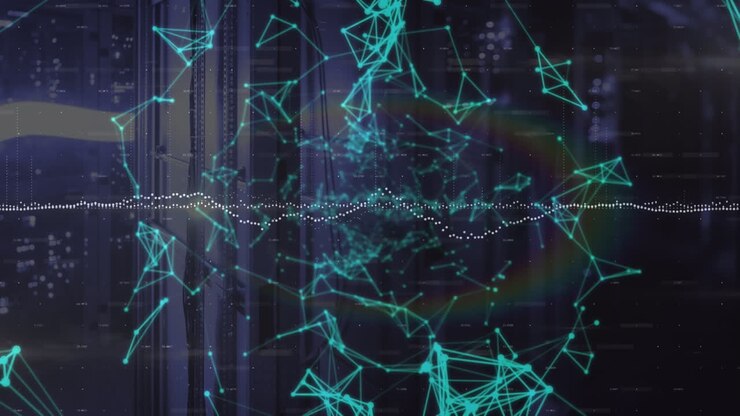 Animation of network of connections and graphs over servers