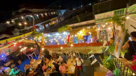 festive outdoor dining at night