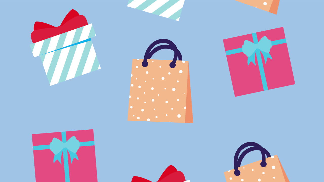 선물과 쇼핑 가방 패턴