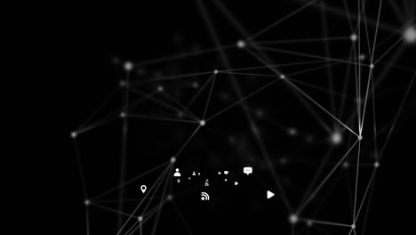iconas de red de comunicaciones en fondo negro