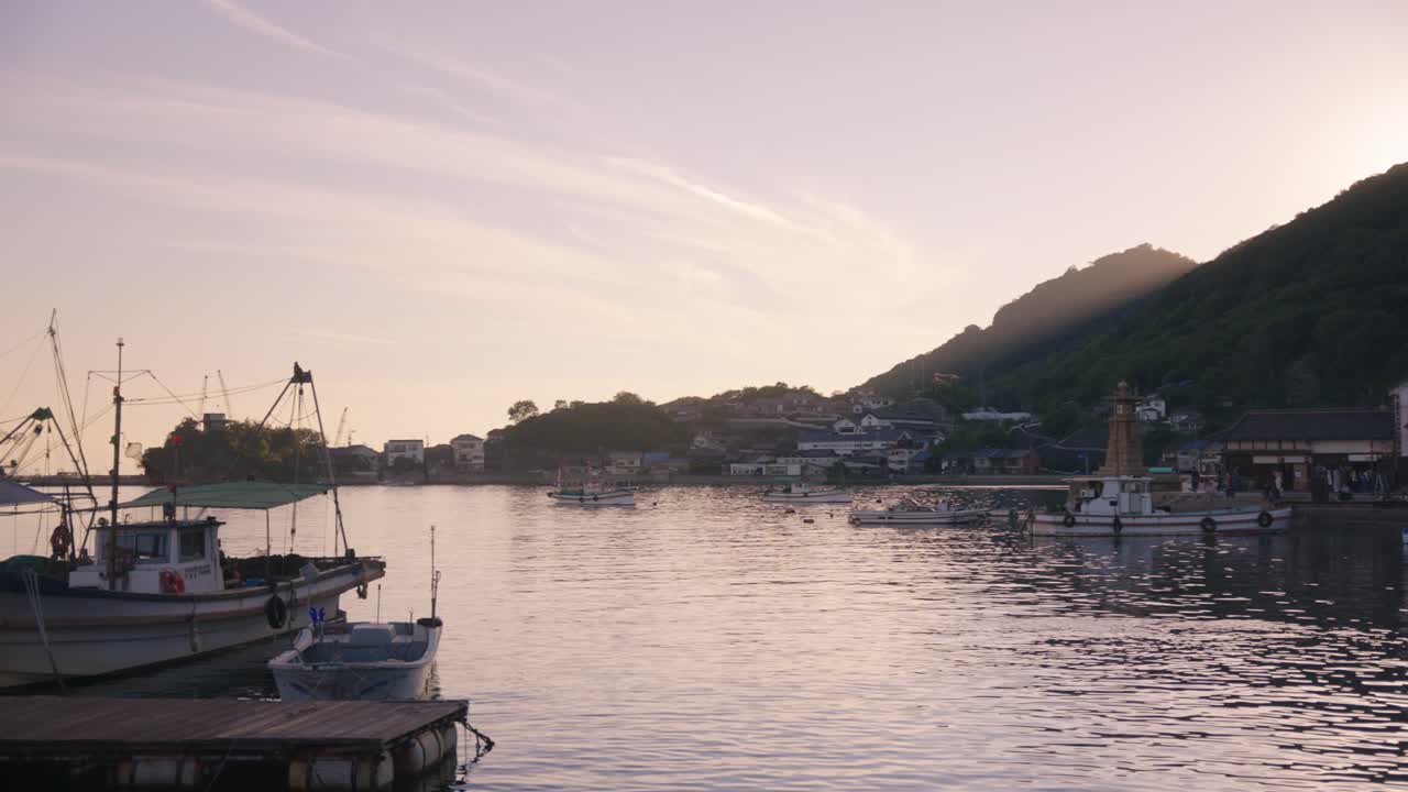 Beautiful Inland Sea of Japan Fishing Village, Tomonoura at Sunset