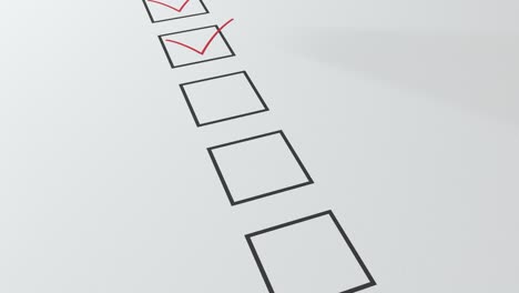 lista de comprobación un lápiz rojo marcará en cuadrados negros