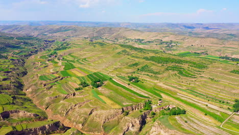 Aerial-footage-of-Terraces-in-Hebei-Province,-China