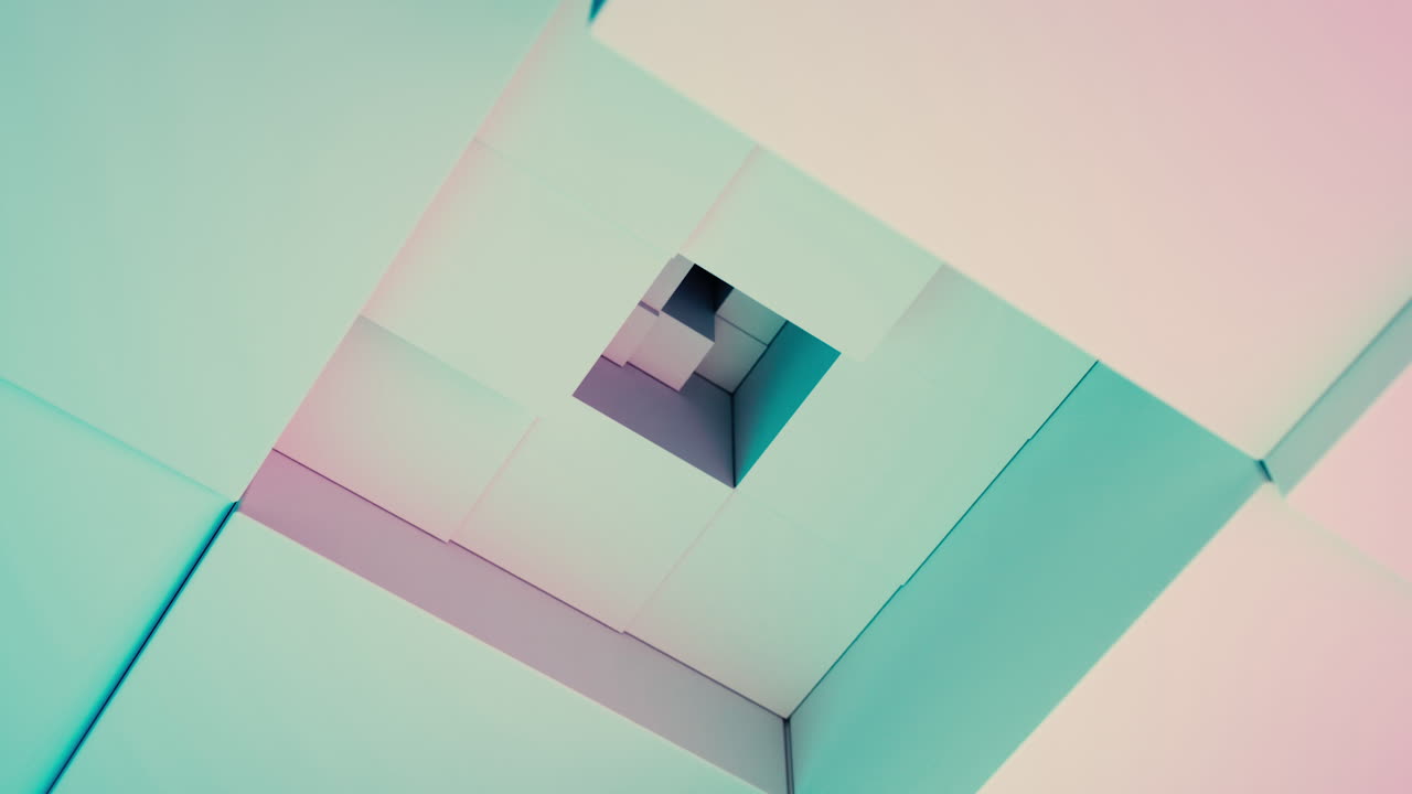 Abstract Geometric Cubes in Pastel Colors
