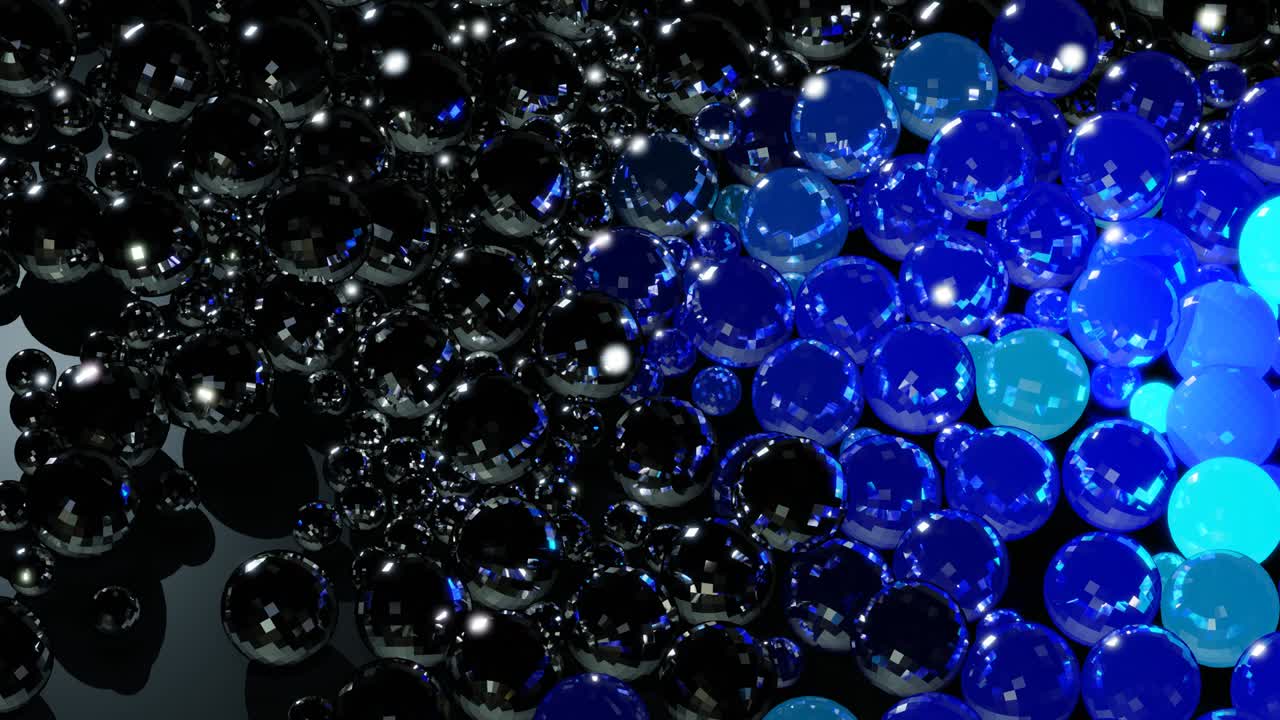 불은 추상적인 크리스마스 꽃받침과 같은 모양을 형성하기 시작합니다. 파란 파도는 크리스마스 가란드와 같은 공을 가로질러 달립니다.