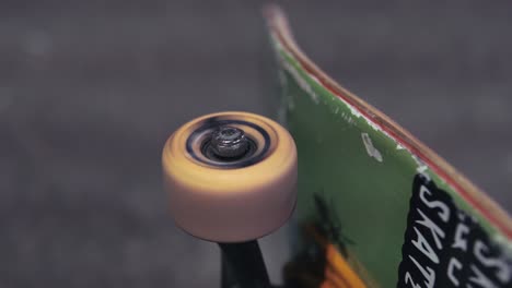 skateboarding wheel spinning filmed in 4k 24fps