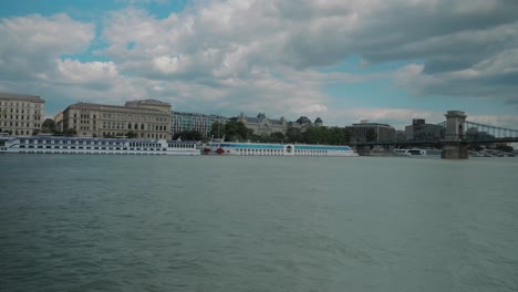 Boat-ride-through-Danube,-summer-afternoon-and-sun-set