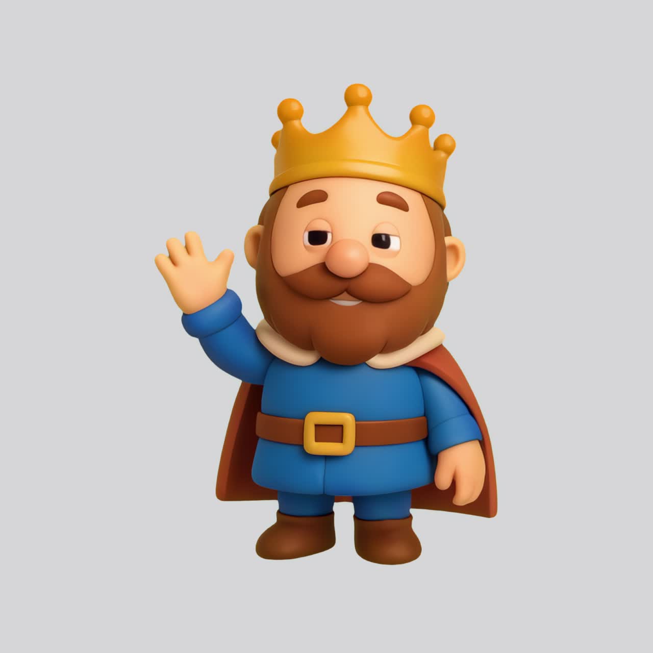 Cartoon king waving happily animation isolated asset, transparent 4K video, alpha channel, ProRes
