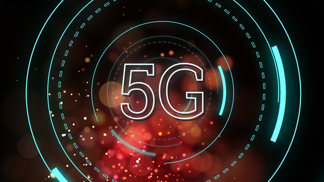 5g scritto nel mezzo di un cerchio futuristico