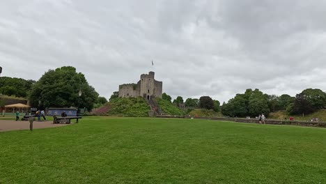 un paisaje verde exuberante con un castillo histórico como telón de fondo