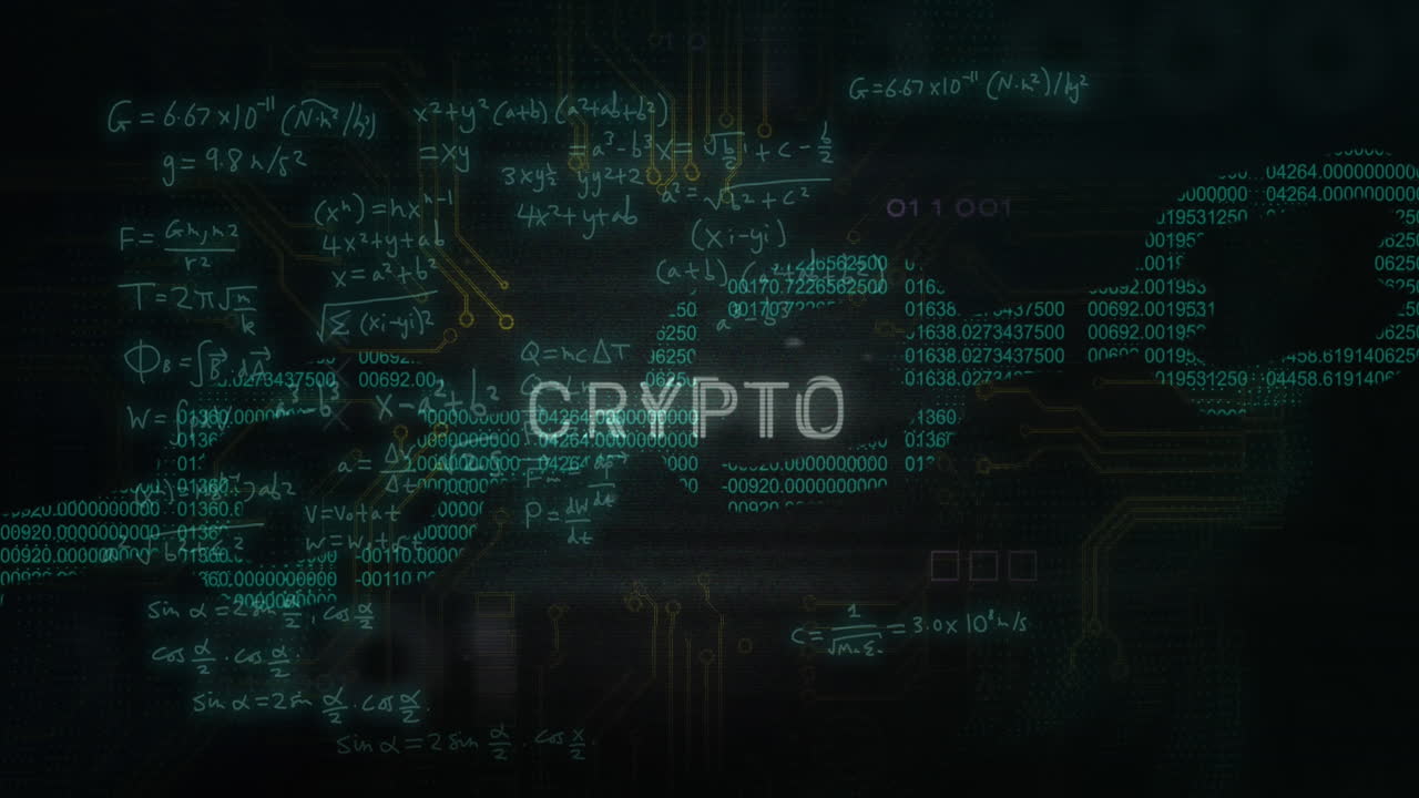 Animation of mathematical equations over chain and crypto texts changing