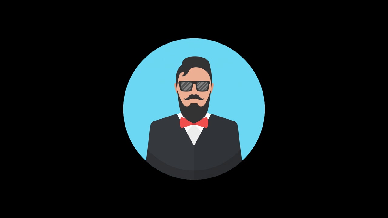Avatar hipster. Animazione in loop con canale alfa. Risoluzione 4K.