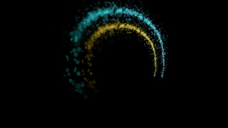 animation of colourful light trails forming circles on black background