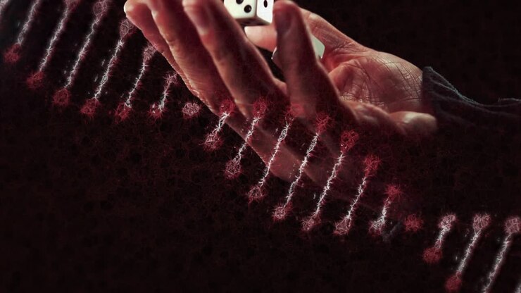 Finger öffnen sich, enthüllen kleinen weißen Würfel; Hand lässt Würfel los, während Helix aufsteigt und Daten visualisiert.