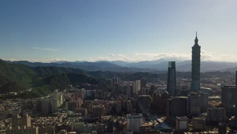 sunny day taipei cityscape downtown aerial panorama 4k timelapse taiwan