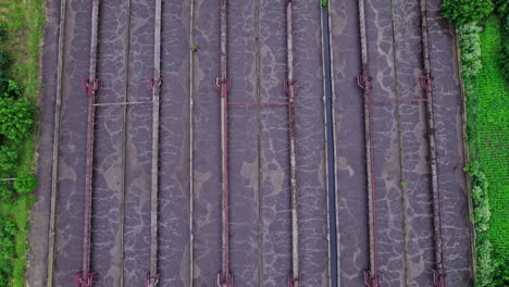 aerial top view of sewage treatment plant