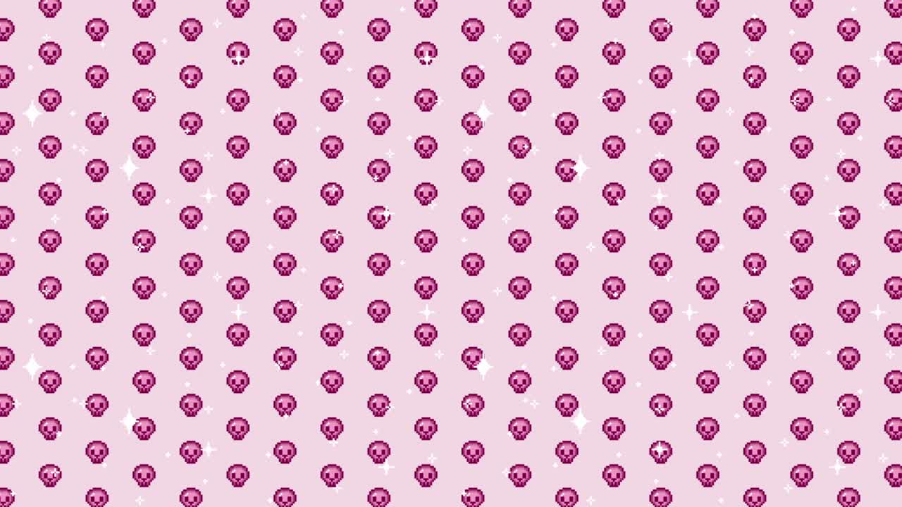 Pink Skull Pixel Art Pattern