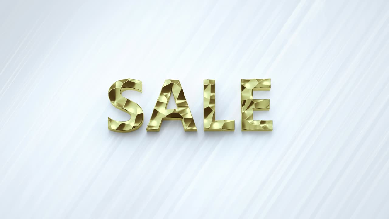 venta en bucle elegante oro título de texto de una sola palabra en moda abstracta fondo blanco moderno con máscara de coloración incluido. ideal para la pantalla de la tienda de televisión.