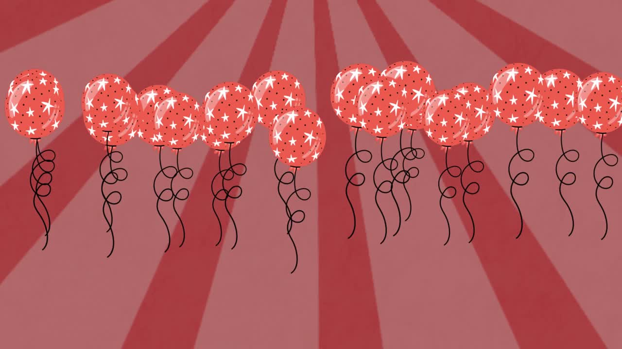 ⁇ 은 배경 위를 날아다니는  ⁇ 은 풍선의 애니메이션