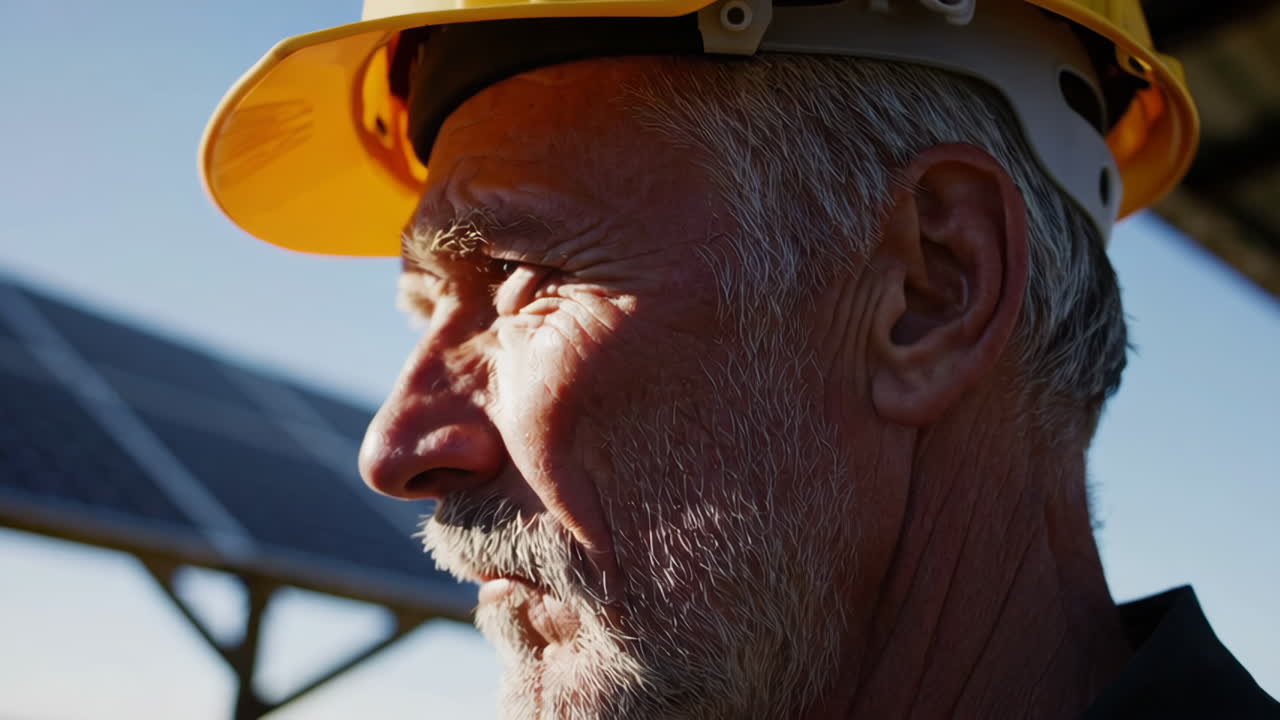 Ingegnere senior in un impianto fotovoltaico