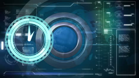 animación del reloj moviéndose sobre el procesamiento de datos en fondo negro