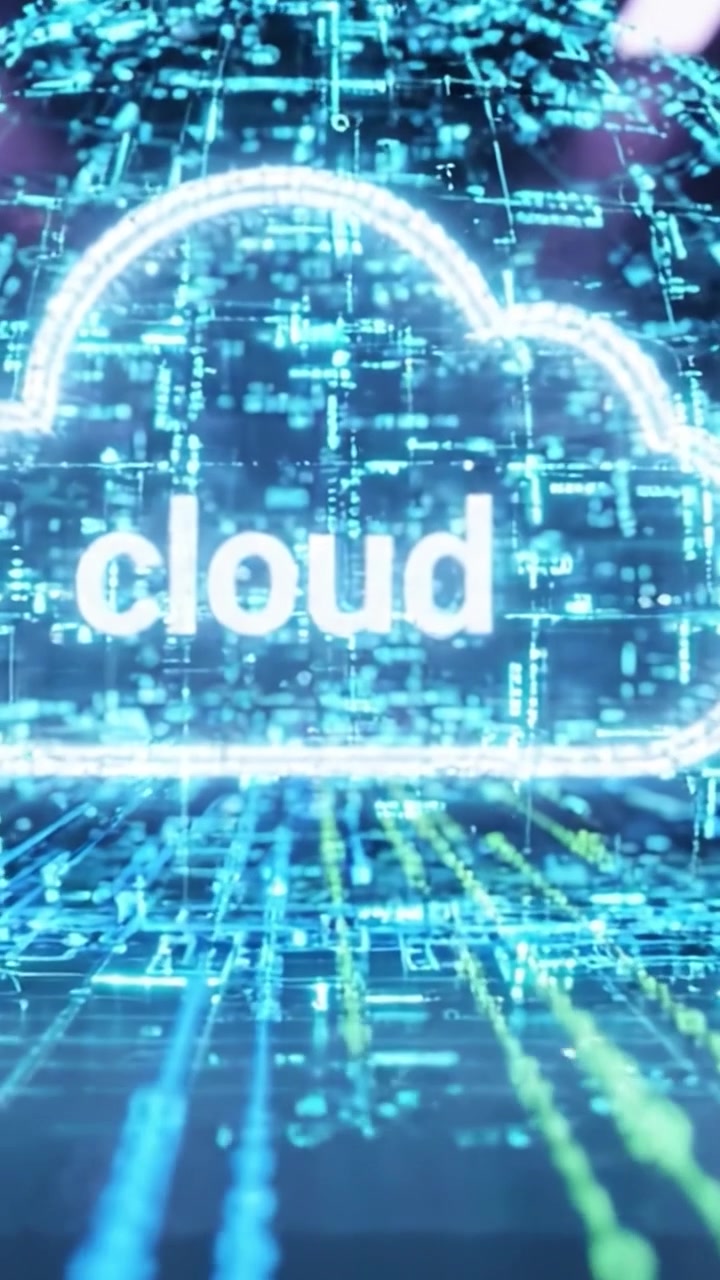 A Glimpse into the Digital Realm: Visualizing Data Flow and Cloud Connectivity with Vivid Blue and Green Elements Representing Information and Technology