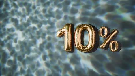 goldene 10% schwimmen über wasserwellen auf schwarzem hintergrund