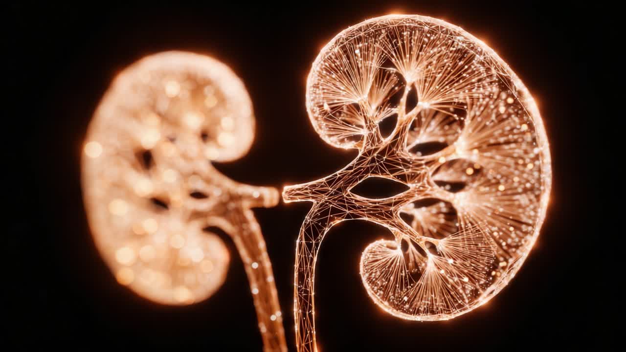 Illuminated Neural Structure of Kidneys: A Detailed Visualization of Renal Anatomy Highlighting the Intricate Connections and Biological Complexity in Human Physiology