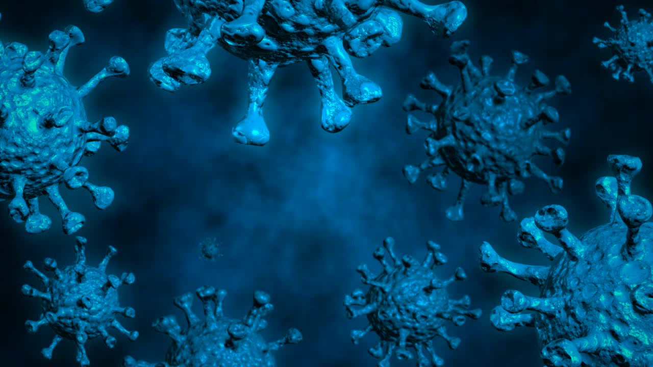 추상적인 코로나 바이러스 이동 바이러스 세포 - 모션 그래픽 (루프)