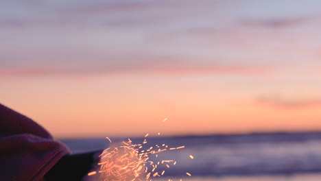 hand with fireworks, sparks