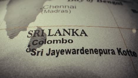 Close-up of Sri Lanka on a World Globe Map