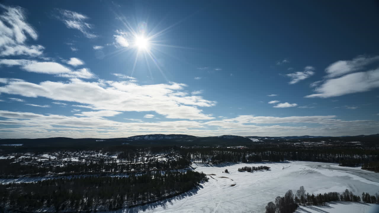 겨울 풍경의 저속 촬영