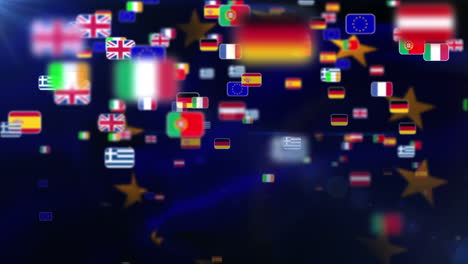 los nacionales europeos vuelan banderas en la bandera europea