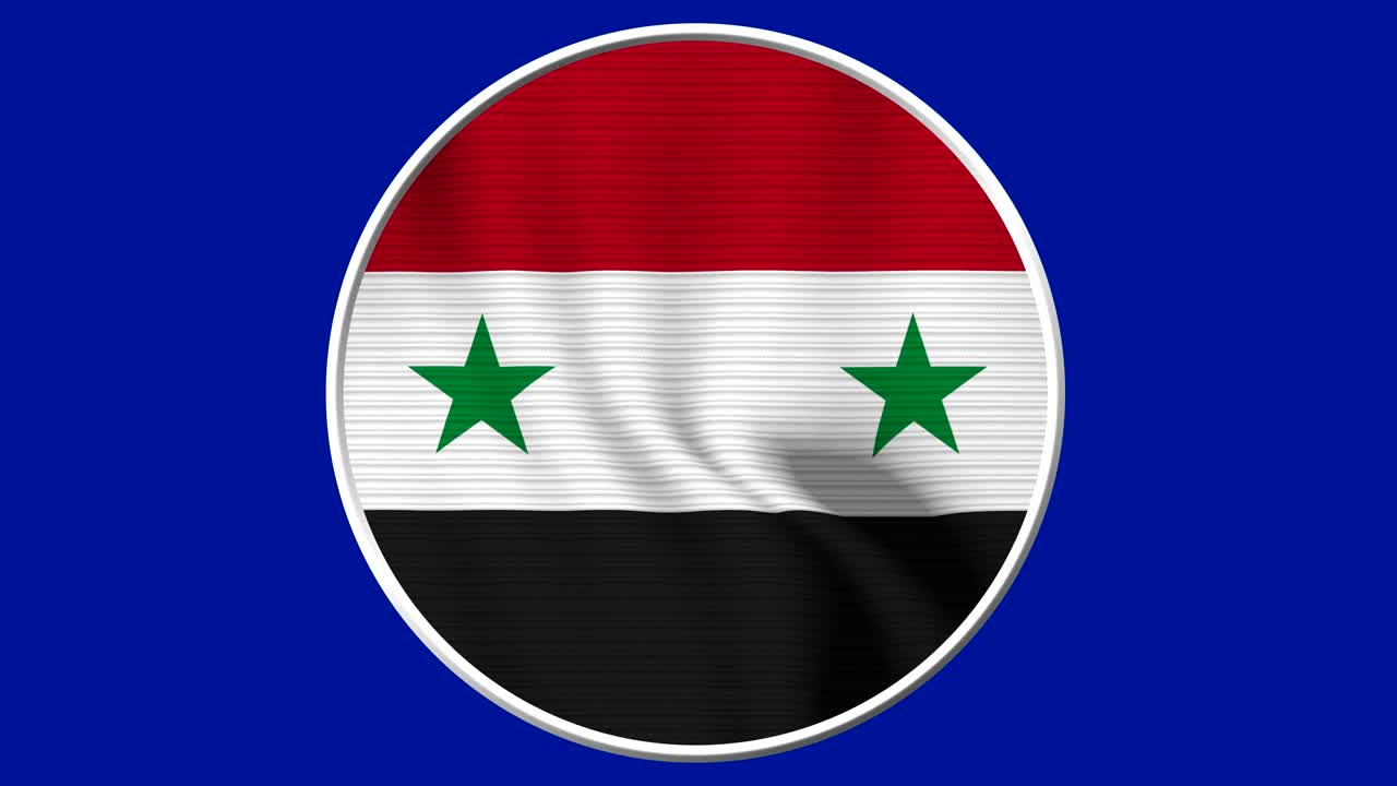 Syria Circular Flag Loop - Realistic 4K flag waving in the wind