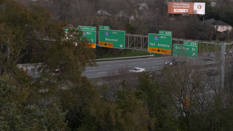 4k drone view of cars traveling on i-45 north freeway in houston