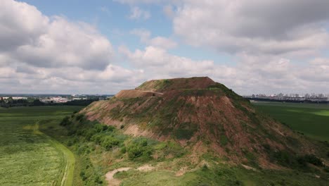 household waste landfill. closed for processing. environment protection. asteroid effect. shooting closer to the subject. aerial photography.