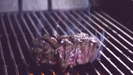 bistec de carne en la parrilla caliente