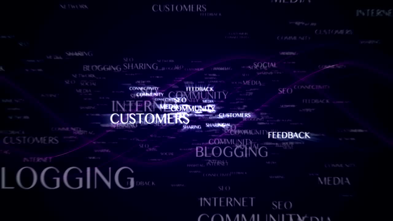 palabras clave de las redes sociales animación de texto