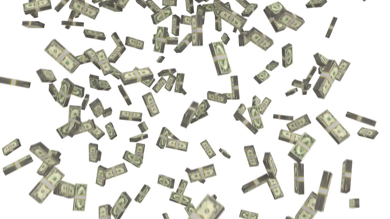 el dinero se acumula paquetes de dólares cayendo ganancias financieras de los ee.uu. impuesto de moneda estadounidense