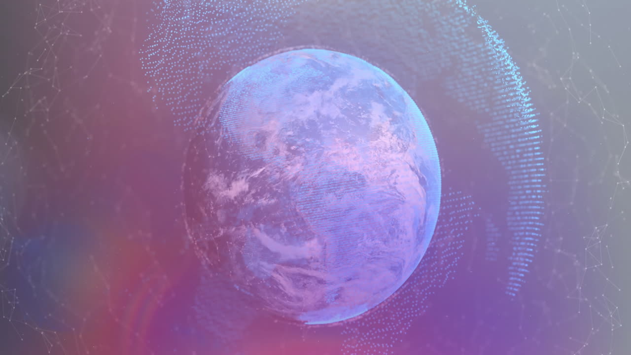 animación de conexiones y procesamiento de datos en todo el mundo