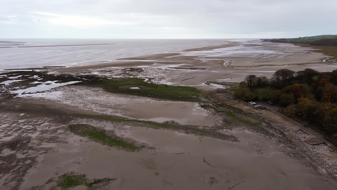 Drone video beach shot. Cumbria UK.