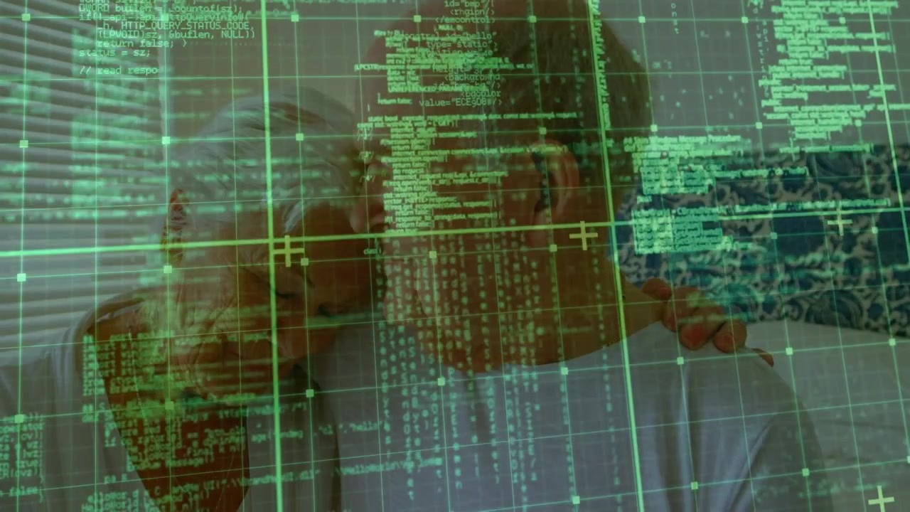 Animation of data processing over businessman working in financial diverse financial