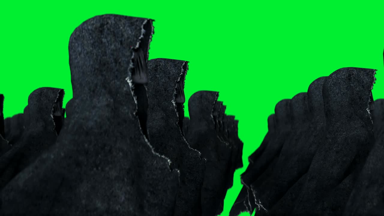 미스터리 공포 유령 애니메이션, 역동적인 후디, 고립, 현실적인 4k 녹색 화면 애니메이션