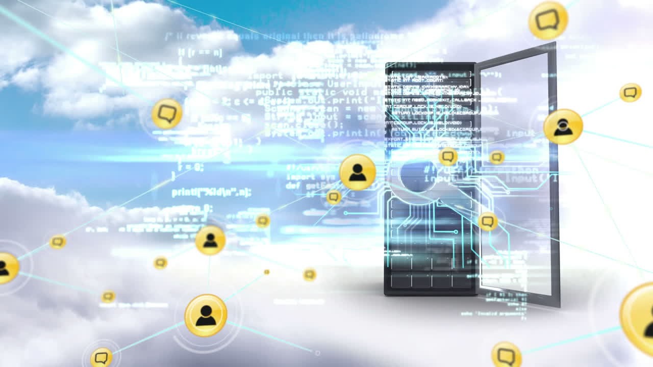 animación de la red de conexiones con los iconos de las personas